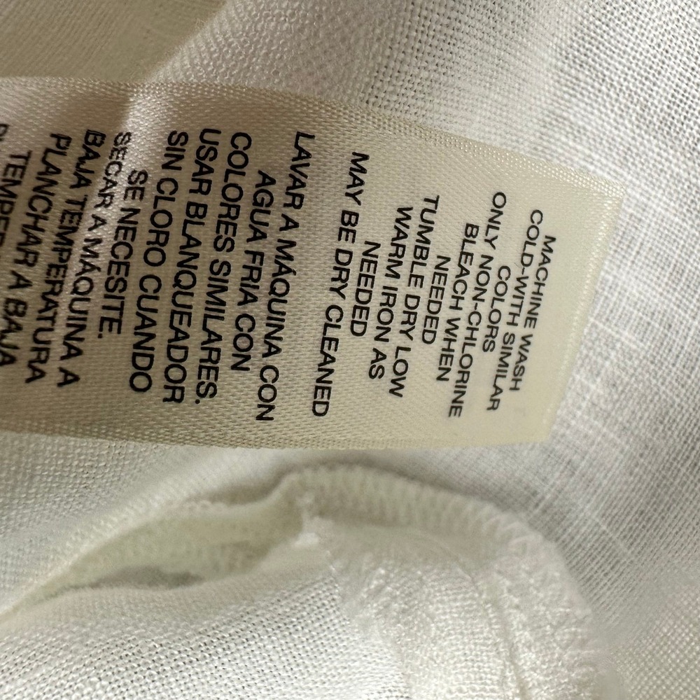 Gorgeous Chicos White 100% Linen Eyelet scalloped Bell Sleeve Tunic Top Sz 1 Med - Picture 9 of 16